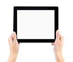 hands holding a tablet