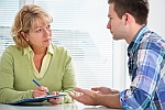 teenager having an meeting with older women